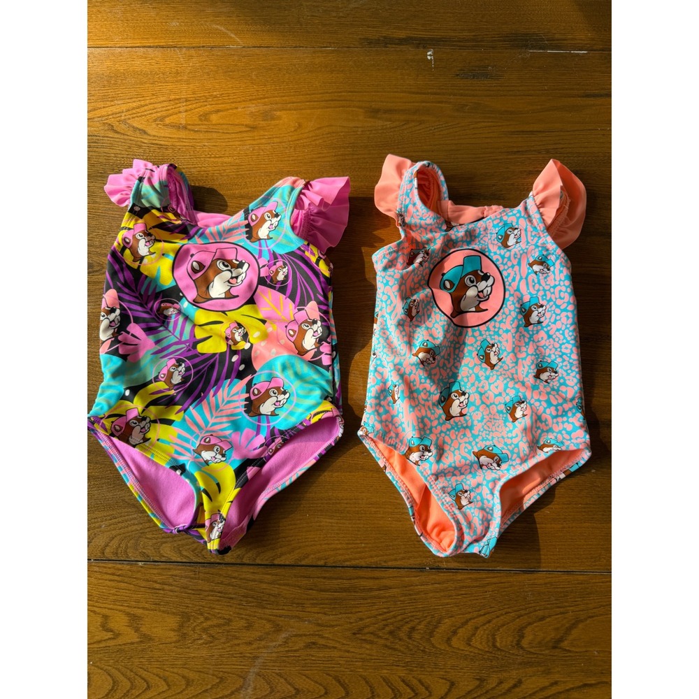 Buc-ee's Toddler Girls One-Piece Swimsuit Set Bundle - Size 3T (Set of 2)